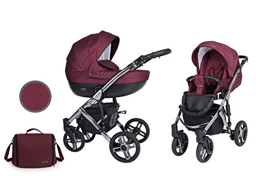Kunert Passeggino per bambini 2 in 1 navicella carrozzina accessoti  Mila Premium 2in1 passeggini (maroon + telaio in grafite, 2in1)