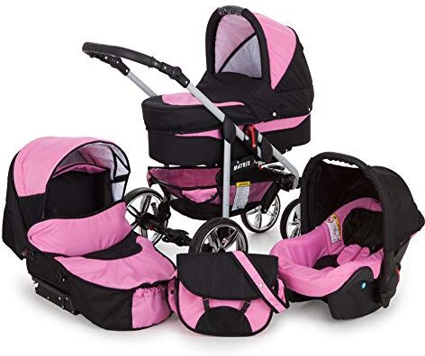 SaintBaby Passeggino Trio 3in1 2in1 Isofix Ovetto Compatto X-Car by  nero & rosa 3in1 con Ovetto