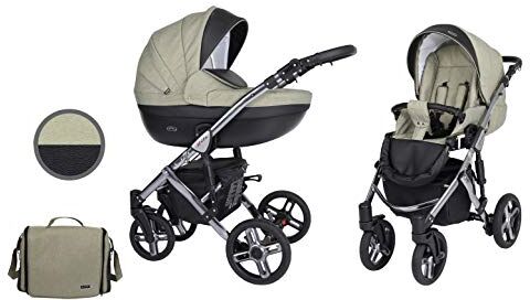 Kunert Passeggino per bambini 2 in 1 navicella carrozzina accessoti  Mila Premium 2in1 passeggini (oliva + nero eco + telaio in grafite, 2in1)