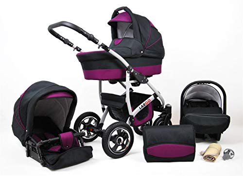 SaintBaby Passeggino Trio 3in1 2in1 Isofix Ovetto Compatto New L-Go by  nero & lilla 2in1 Senza Ovetto