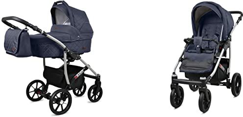 Babylux Qbaro Passeggino 2in1 Deep e Passeggino con Accessori Regolabile e Pieghevole Costruzione in Alluminio Leggero 2 Opzioni di Montaggio Ruote Impenetrabili Impermeabili Antracyt