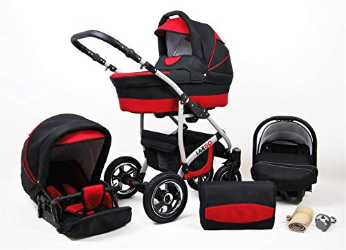 SaintBaby Passeggino Trio 3in1 2in1 Isofix Ovetto Compatto New L-Go by  nero & rosso 2in1 Senza Ovetto