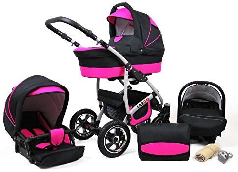 SaintBaby Passeggino Trio 3in1 2in1 Isofix Ovetto Compatto New L-Go by  nero & rosa fucsia 3in1 con Ovetto