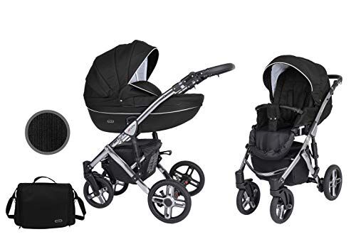 Kunert Passeggino per bambini 2 in 1 navicella carrozzina accessoti  Mila Premium 2in1 passeggini (nero + telaio in grafite, 2in1)