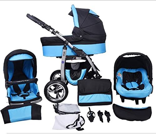 SaintBaby Passeggino Trio 3in1 2in1 Isofix Ovetto Compatto D-Deluxe by  nero & turchese 2in1 Senza Ovetto