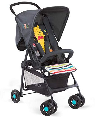 Hauck Passeggino Sport Passeggino Leggero 5.9 kg Passeggino Compatto, Pieghevole e Piccolo Reclinabile, Cappotta Parasole e Grande Cesto Portaoggetti Nero/Winnie The Pooh