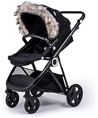 For-your-Little-One Cappuccio in pelliccia compatibile con passeggino Hybird, colore: grigio chiaro