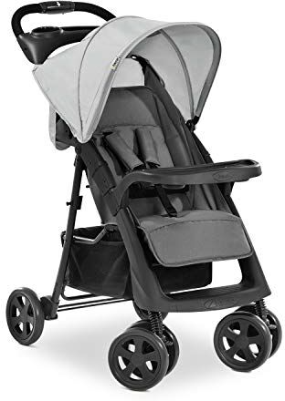 Hauck Passeggino Shopper Neo 2 Passeggino Compatto dalla Nascita fino a 25 kg Passeggino Pieghevole con 2 Portabibite, Reclinabile con Finestrina Grande Cesto Portaoggetti Grigio