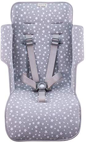 JYOKO KIDS Materassino per passeggino compatibile con Maclaren Quest, Techno, Triumph, XT 100% Cotone (WHITE STAR)