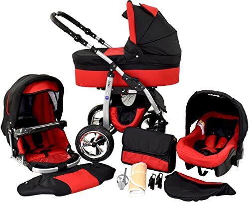 SaintBaby Passeggino Trio 3in1 2in1 Isofix Ovetto Compatto D-Deluxe by  rosso & nero 2in1 Senza Ovetto