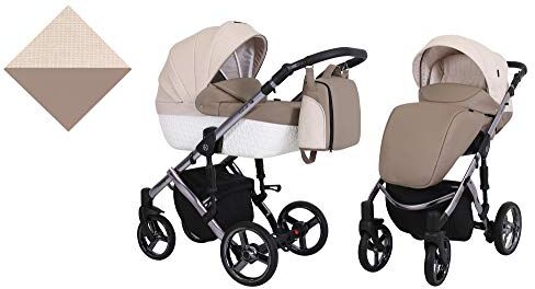 Kunert Passeggino per bambini 2 in 1 navicella carrozzina accessoti  Tiaro Premium 2in1 passeggini (nero + a scacchi + telaio d'oro, 2in1)