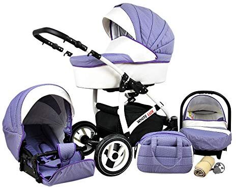 SaintBaby Passeggino Trio 3in1 2in1 Isofix Ovetto Compatto Storm-White by  Lavender 2in1 Senza Ovetto