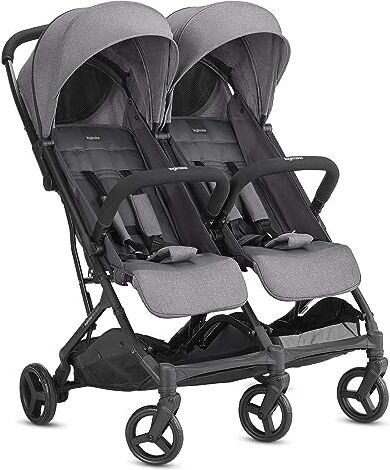 Inglesina Twin Sketch Passeggino Gemellare, Grigio, Ultraleggero, Compatto, per Gemelli o Fratelli e Sorelle, Adatto fino a 15 kg per bambino