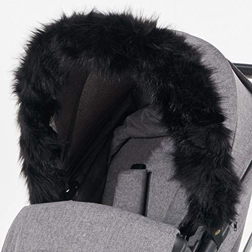 For-your-Little-One Cappuccio in pelliccia, compatibile con passeggino BabiesRus, colore: nero