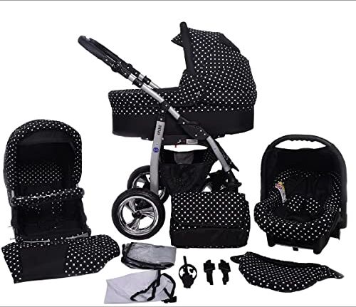 SaintBaby Passeggino Trio 3in1 2in1 Isofix Ovetto Compatto D-Deluxe by  nero & puntini bianchi 2in1 Senza Ovetto