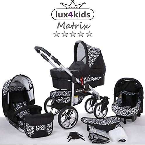 SaintBaby Passeggino Trio 3in1 2in1 Isofix Ovetto Compatto X-Car by  nero & leopardo delle nevi 2in1 Senza Ovetto