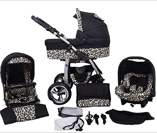 SaintBaby Passeggino Trio 3in1 2in1 Isofix Ovetto Compatto D-Deluxe by  nero & leopardo 3in1 con Ovetto