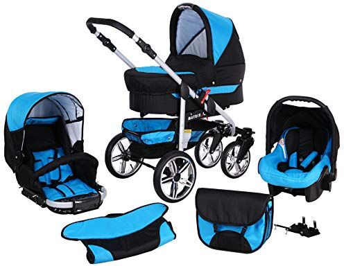 SaintBaby Passeggino Trio 3in1 2in1 Isofix Ovetto Compatto X-Car by  nero/turchese 3in1 con Ovetto