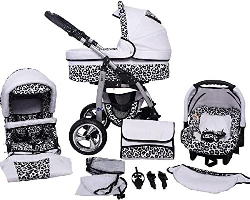 SaintBaby Passeggino Trio 3in1 2in1 Isofix Ovetto Compatto D-Deluxe by  bianco & leopardo delle nevi 2in1 Senza Ovetto