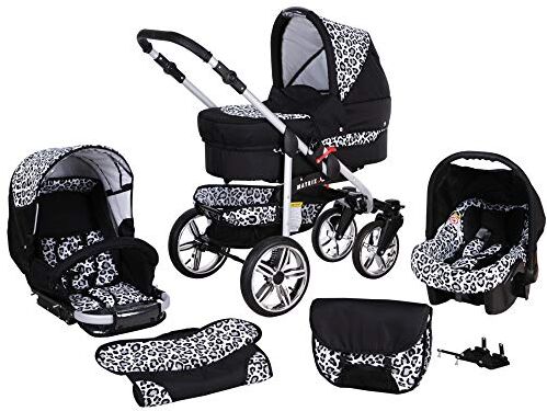 SaintBaby Passeggino Trio 3in1 2in1 Isofix Ovetto Compatto X-Car by  nero & leopardo 2in1 Senza Ovetto