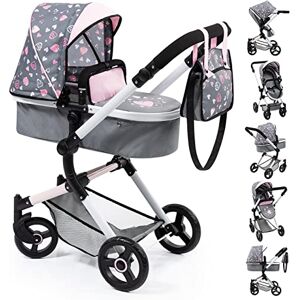 Bayer Design Passeggino per bambole Neo Vario, Carrozzina per bambole, regolabile in altezza, grigio rosa Bayer Design Passeggino per bambole Neo Vario, Carrozzina per bambole, regolabile in altezza, grigio rosa