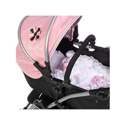 Roma Dolls Pram Set di biancheria da letto 2 pezzi rosa bianca e rosa Roma Dolls Pram Set di biancheria da letto 2 pezzi rosa bianca e rosa