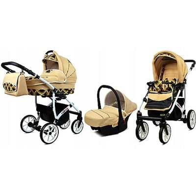 Babylux ® Bambini Passeggino Completo Set 3 in 1 Largo incl. Navicella, Canna, Seggiolino Auto Carrozzina Neonati Sistema Combinato con Borsa fasciatoio, Copertura antipioggia ecc. Babylux ® Bambini Passeggino Completo Set 3 in 1 Largo incl. Navicella, Canna, Seggiolino Auto Carrozzina Neonati Sistema Combinato con Borsa fasciatoio, Copertura antipioggia ecc.