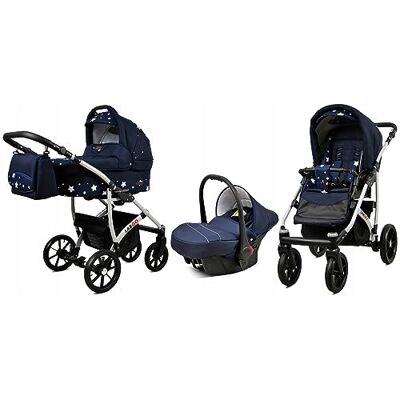 Babylux ® Bambini Passeggino Completo Set 3 in 1 Largo incl. Navicella, Canna, Seggiolino Auto Carrozzina Neonati Sistema Combinato con Borsa fasciatoio, Copertura antipioggia ecc. Babylux ® Bambini Passeggino Completo Set 3 in 1 Largo incl. Navicella, Canna, Seggiolino Auto Carrozzina Neonati Sistema Combinato con Borsa fasciatoio, Copertura antipioggia ecc.