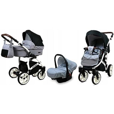 Babylux ® Bambini Passeggino Completo Set 3 in 1 Optimal incl. Navicella, Canna, Seggiolino Auto Carrozzina Neonati Sistema Combinato con Borsa fasciatoio, Copertura antipioggia ecc. Babylux ® Bambini Passeggino Completo Set 3 in 1 Optimal incl. Navicella, Canna, Seggiolino Auto Carrozzina Neonati Sistema Combinato con Borsa fasciatoio, Copertura antipioggia ecc.