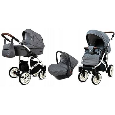Babylux ® Bambini Passeggino Completo Set 3 in 1 Optimal incl. Navicella, Canna, Seggiolino Auto Carrozzina Neonati Sistema Combinato con Borsa fasciatoio, Copertura antipioggia ecc. Babylux ® Bambini Passeggino Completo Set 3 in 1 Optimal incl. Navicella, Canna, Seggiolino Auto Carrozzina Neonati Sistema Combinato con Borsa fasciatoio, Copertura antipioggia ecc.