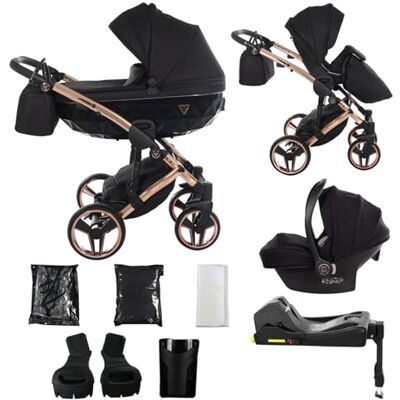 JUNAMA Passeggino TRIO Diamond S 2in1 3in1 4in1 (03 nero e rame, 4in1 con base ISOFIX) JUNAMA Passeggino TRIO Diamond S 2in1 3in1 4in1 (03 nero e rame, 4in1 con base ISOFIX)