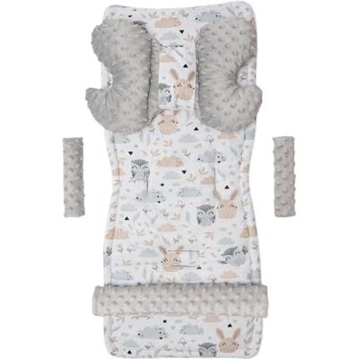 Medi Partners Riduttore Passeggino Universale Materassino Copri Neonato Cuscino 5 elementi 78x35cm Copripasseggino Estivo per Neonati Cotone Minky (Radura con grigio Minky) Medi Partners Riduttore Passeggino Universale Materassino Copri Neonato Cuscino 5 elementi 78x35cm Copripasseggino Estivo per Neonati Cotone Minky (Radura con grigio Minky)