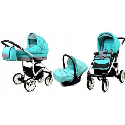 Babylux ® Bambini Passeggino Completo Set 3 in 1 Largo incl. Navicella, Canna, Seggiolino Auto Carrozzina Neonati Sistema Combinato con Borsa fasciatoio, Copertura antipioggia ecc. Babylux ® Bambini Passeggino Completo Set 3 in 1 Largo incl. Navicella, Canna, Seggiolino Auto Carrozzina Neonati Sistema Combinato con Borsa fasciatoio, Copertura antipioggia ecc.