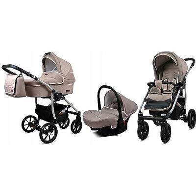 Babylux ® Bambini Passeggino Completo Set 3 in 1 Qbaro incl. Navicella, Canna, Seggiolino Auto Carrozzina Neonati Sistema Combinato con Borsa fasciatoio, Copertura antipioggia ecc. Babylux ® Bambini Passeggino Completo Set 3 in 1 Qbaro incl. Navicella, Canna, Seggiolino Auto Carrozzina Neonati Sistema Combinato con Borsa fasciatoio, Copertura antipioggia ecc.