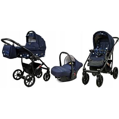 Babylux ® Bambini Passeggino Completo Set 3 in 1 Largo incl. Navicella, Canna, Seggiolino Auto Carrozzina Neonati Sistema Combinato con Borsa fasciatoio, Copertura antipioggia ecc. Babylux ® Bambini Passeggino Completo Set 3 in 1 Largo incl. Navicella, Canna, Seggiolino Auto Carrozzina Neonati Sistema Combinato con Borsa fasciatoio, Copertura antipioggia ecc.