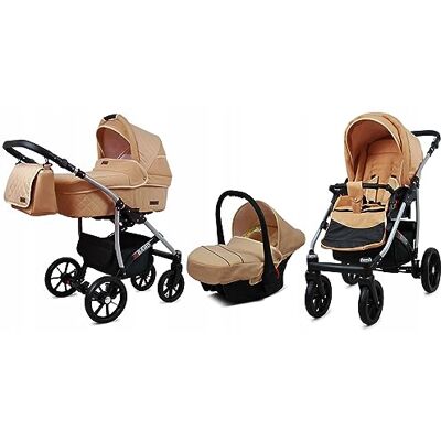Babylux ® Bambini Passeggino Completo Set 3 in 1 Qbaro incl. Navicella, Canna, Seggiolino Auto Carrozzina Neonati Sistema Combinato con Borsa fasciatoio, Copertura antipioggia ecc. Babylux ® Bambini Passeggino Completo Set 3 in 1 Qbaro incl. Navicella, Canna, Seggiolino Auto Carrozzina Neonati Sistema Combinato con Borsa fasciatoio, Copertura antipioggia ecc.