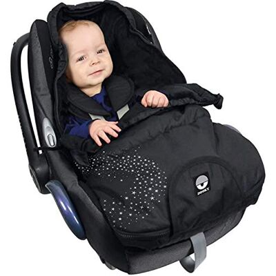 Dooky Footmuff Silver Stardust Sacco nanna per passeggino e Maxi Cosi, da 0 a 9 mesi, 70 x 40 cm, resistente all'inverno, impermeabile e antivento, adatto per cinture a 3 e 5 punti, colore: Nero Dooky Footmuff Silver Stardust Sacco nanna per passeggino e Maxi Cosi, da 0 a 9 mesi, 70 x 40 cm, resistente all'inverno, impermeabile e antivento, adatto per cinture a 3 e 5 punti, colore: Nero