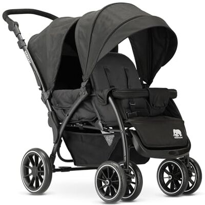 Deryan Elena Doppio passeggino gemellare maneggevole, Passeggino Gemellare Pieghevole, dalla nascita fino a 3 anni circa (max. 30 kg), Ruote Bloccabili e Antiurto, con Parapioggia, Nero Deryan Elena Doppio passeggino gemellare maneggevole, Passeggino Gemellare Pieghevole, dalla nascita fino a 3 anni circa (max. 30 kg), Ruote Bloccabili e Antiurto, con Parapioggia, Nero