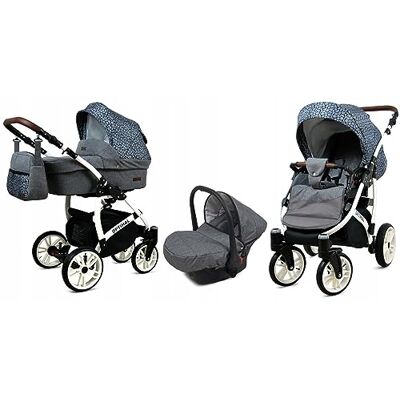 Babylux ® Bambini Passeggino Completo Set 3 in 1 Optimal incl. Navicella, Canna, Seggiolino Auto Carrozzina Neonati Sistema Combinato con Borsa fasciatoio, Copertura antipioggia ecc. Babylux ® Bambini Passeggino Completo Set 3 in 1 Optimal incl. Navicella, Canna, Seggiolino Auto Carrozzina Neonati Sistema Combinato con Borsa fasciatoio, Copertura antipioggia ecc.