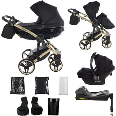 JUNAMA Passeggino TRIO Diamond S 2in1 3in1 4in1 (02 nero e oro, 4in1 con base ISOFIX) JUNAMA Passeggino TRIO Diamond S 2in1 3in1 4in1 (02 nero e oro, 4in1 con base ISOFIX)