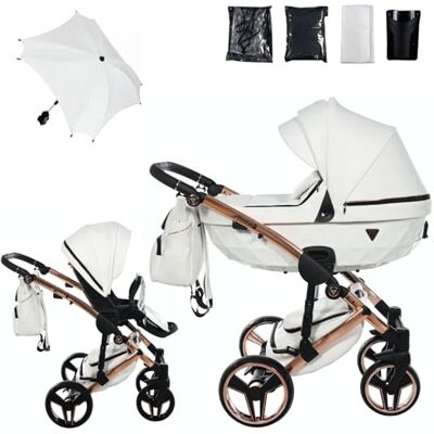 JUNAMA Passeggino TRIO Diamond S Class 01 Bianco e Rame 2in1 3in1 4in1 + ombrellino (2 in 1) JUNAMA Passeggino TRIO Diamond S Class 01 Bianco e Rame 2in1 3in1 4in1 + ombrellino (2 in 1)