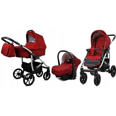 Babylux ® Bambini Passeggino Completo Set 3 in 1 Qbaro incl. Navicella, Canna, Seggiolino Auto Carrozzina Neonati Sistema Combinato con Borsa fasciatoio, Copertura antipioggia ecc. Babylux ® Bambini Passeggino Completo Set 3 in 1 Qbaro incl. Navicella, Canna, Seggiolino Auto Carrozzina Neonati Sistema Combinato con Borsa fasciatoio, Copertura antipioggia ecc.