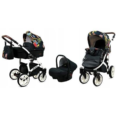 Babylux ® Bambini Passeggino Completo Set 3 in 1 Optimal incl. Navicella, Canna, Seggiolino Auto Carrozzina Neonati Sistema Combinato con Borsa fasciatoio, Copertura antipioggia ecc. Babylux ® Bambini Passeggino Completo Set 3 in 1 Optimal incl. Navicella, Canna, Seggiolino Auto Carrozzina Neonati Sistema Combinato con Borsa fasciatoio, Copertura antipioggia ecc.