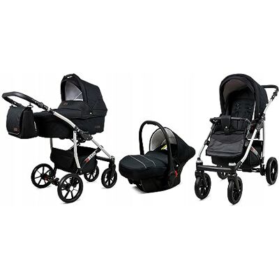Babylux ® Bambini Passeggino Completo Set 3 in 1 Qbaro incl. Navicella, Canna, Seggiolino Auto Carrozzina Neonati Sistema Combinato con Borsa fasciatoio, Copertura antipioggia ecc. Babylux ® Bambini Passeggino Completo Set 3 in 1 Qbaro incl. Navicella, Canna, Seggiolino Auto Carrozzina Neonati Sistema Combinato con Borsa fasciatoio, Copertura antipioggia ecc.