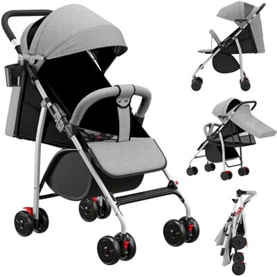 homewell Passeggino pieghevole, passeggino per bambini, posizione sdraiata, pieghevole, con cintura di sicurezza e tettuccio parasole, 0-4 anni fino a 22 kg (grigio) homewell Passeggino pieghevole, passeggino per bambini, posizione sdraiata, pieghevole, con cintura di sicurezza e tettuccio parasole, 0-4 anni fino a 22 kg (grigio)
