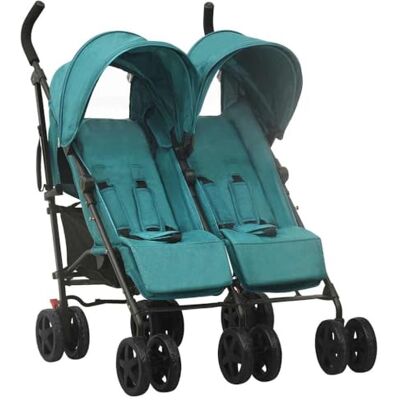 vidaXL Passeggino Gemellare Verde in Acciaio vidaXL Passeggino Gemellare Verde in Acciaio