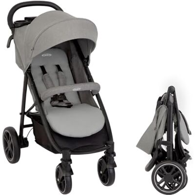 GRACO Passeggino Leggero EezeFold DLX Passeggino da Viaggio Leggero con Meccanismo di chiusura a una mMno, sospensioni a 4 ruote, posizione reclinabile piatta e ampio cestello – Grigio Lunare GRACO Passeggino Leggero EezeFold DLX Passeggino da Viaggio Leggero con Meccanismo di chiusura a una mMno, sospensioni a 4 ruote, posizione reclinabile piatta e ampio cestello – Grigio Lunare