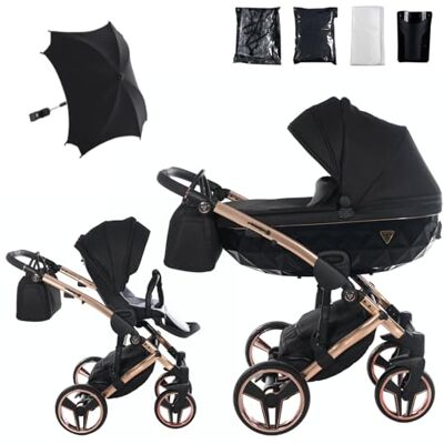 JUNAMA Passeggino TRIO Diamond S 03 Nero e Rame 2in1 3in1 4in1 + ombrellino (2 in 1) JUNAMA Passeggino TRIO Diamond S 03 Nero e Rame 2in1 3in1 4in1 + ombrellino (2 in 1)