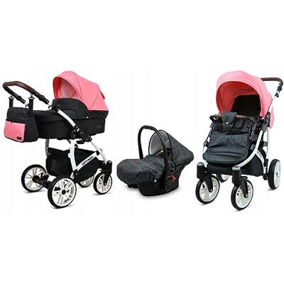 Babylux ® Bambini Passeggino Completo Set 3 in 1 Optimal incl. Navicella, Canna, Seggiolino Auto Carrozzina Neonati Sistema Combinato con Borsa fasciatoio, Copertura antipioggia ecc. Babylux ® Bambini Passeggino Completo Set 3 in 1 Optimal incl. Navicella, Canna, Seggiolino Auto Carrozzina Neonati Sistema Combinato con Borsa fasciatoio, Copertura antipioggia ecc.