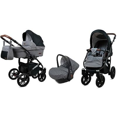 Babylux ® Bambini Passeggino Completo Set 3 in 1 Optimal incl. Navicella, Canna, Seggiolino Auto Carrozzina Neonati Sistema Combinato con Borsa fasciatoio, Copertura antipioggia ecc. Babylux ® Bambini Passeggino Completo Set 3 in 1 Optimal incl. Navicella, Canna, Seggiolino Auto Carrozzina Neonati Sistema Combinato con Borsa fasciatoio, Copertura antipioggia ecc.